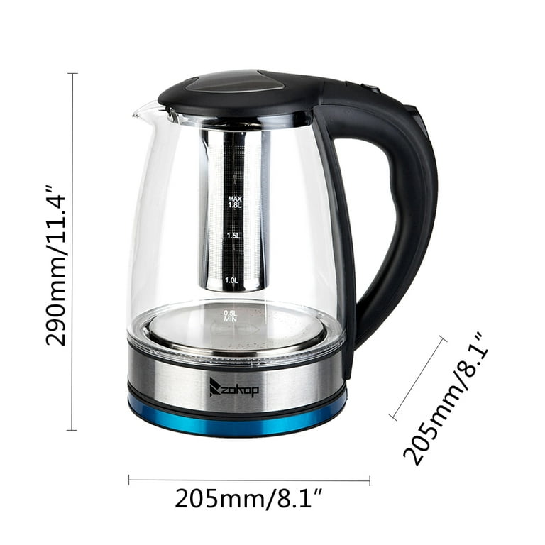 Electric Kettle Glass Water Boiler Fast Boiling Tea Kettle 1.8L LED with Filter 